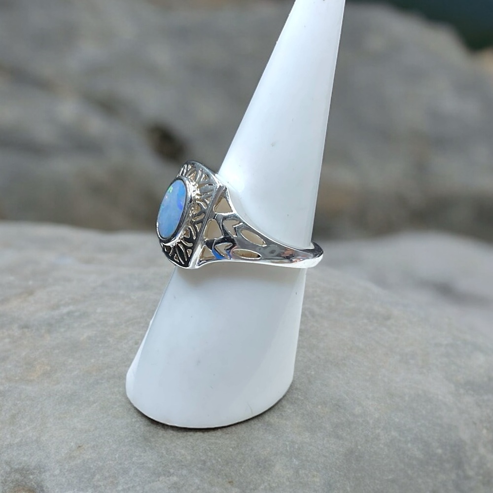 🌺Vintage Sterling & Genuine Opal Ring - Picture 11 of 11